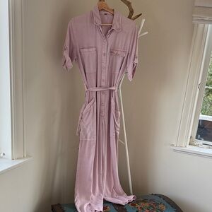 Pink Button-Up Women’s Jumpsuit